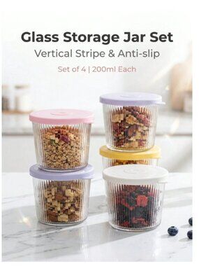 6pcs Set Small Glass Bowls With Lids, Transparent Vertical Ribbed Glass
